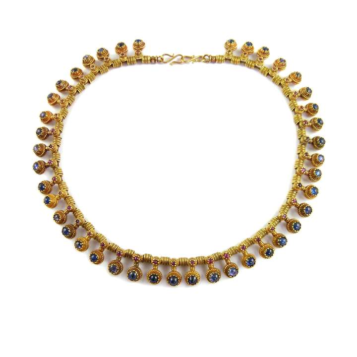 19th century gold, ruby and sapphire necklace